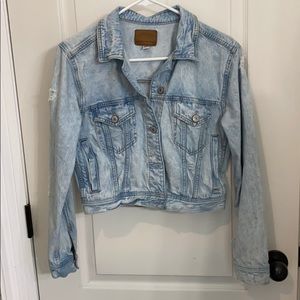 American Eagle distressed cropped denim jacket